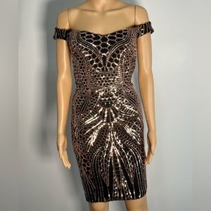 Black sequins off shoulder Dress
